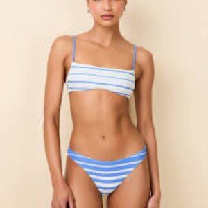 Solid & Striped Daniela Reversible Bikini Marina Blue Sunset Stripe Size S  NWT